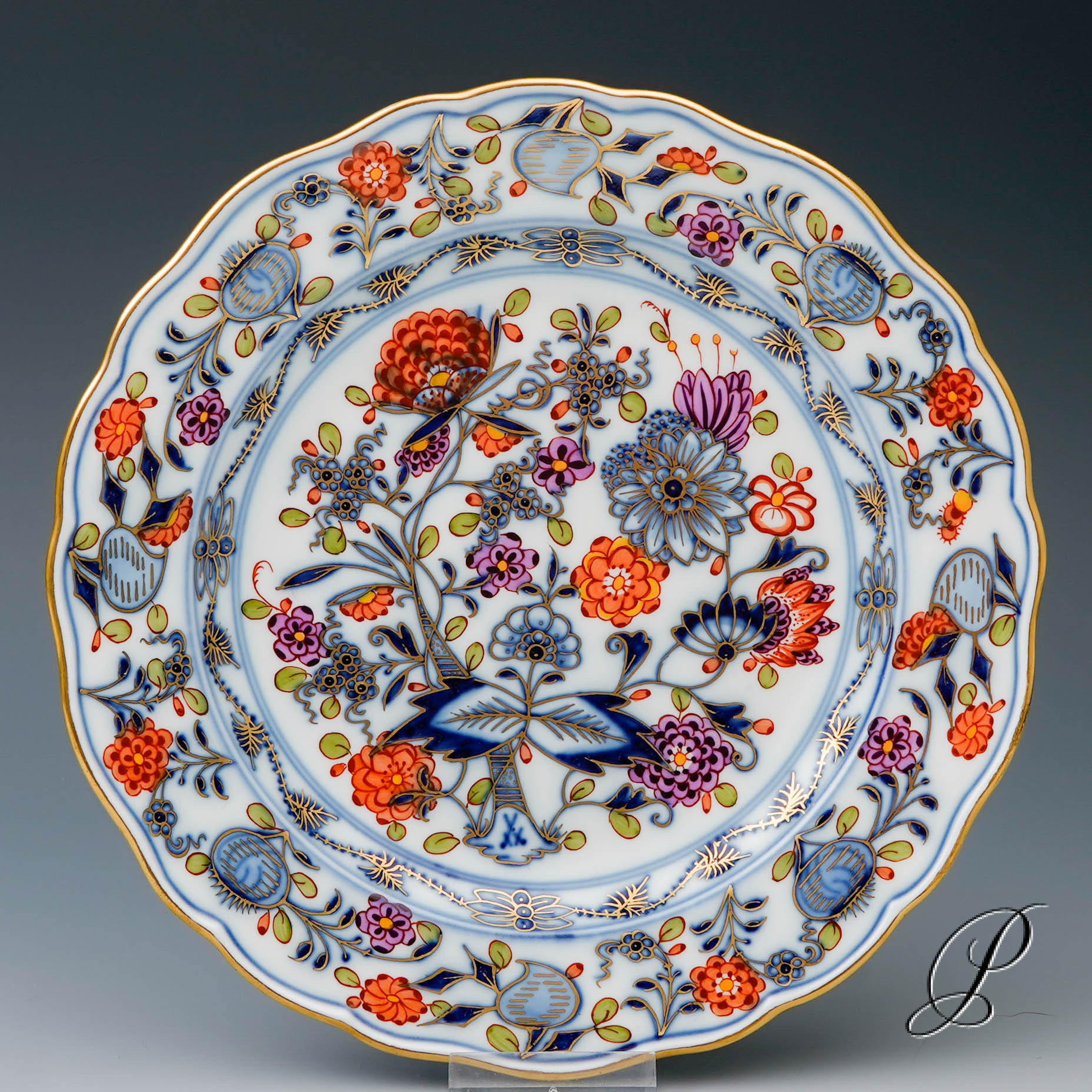 Kaffeegedeck Meissen Knaufzeit um 1900 Jhd. buntes Zwiebelmuster – Bild 6