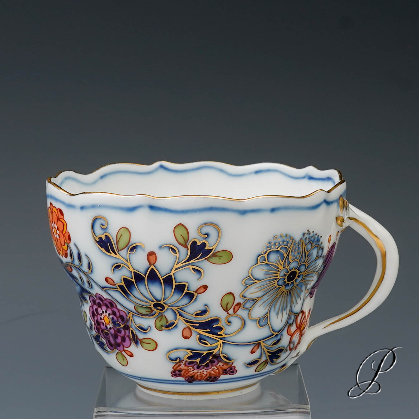 Kaffeegedeck Meissen Knaufzeit um 1900 Jhd. buntes Zwiebelmuster – Bild 10