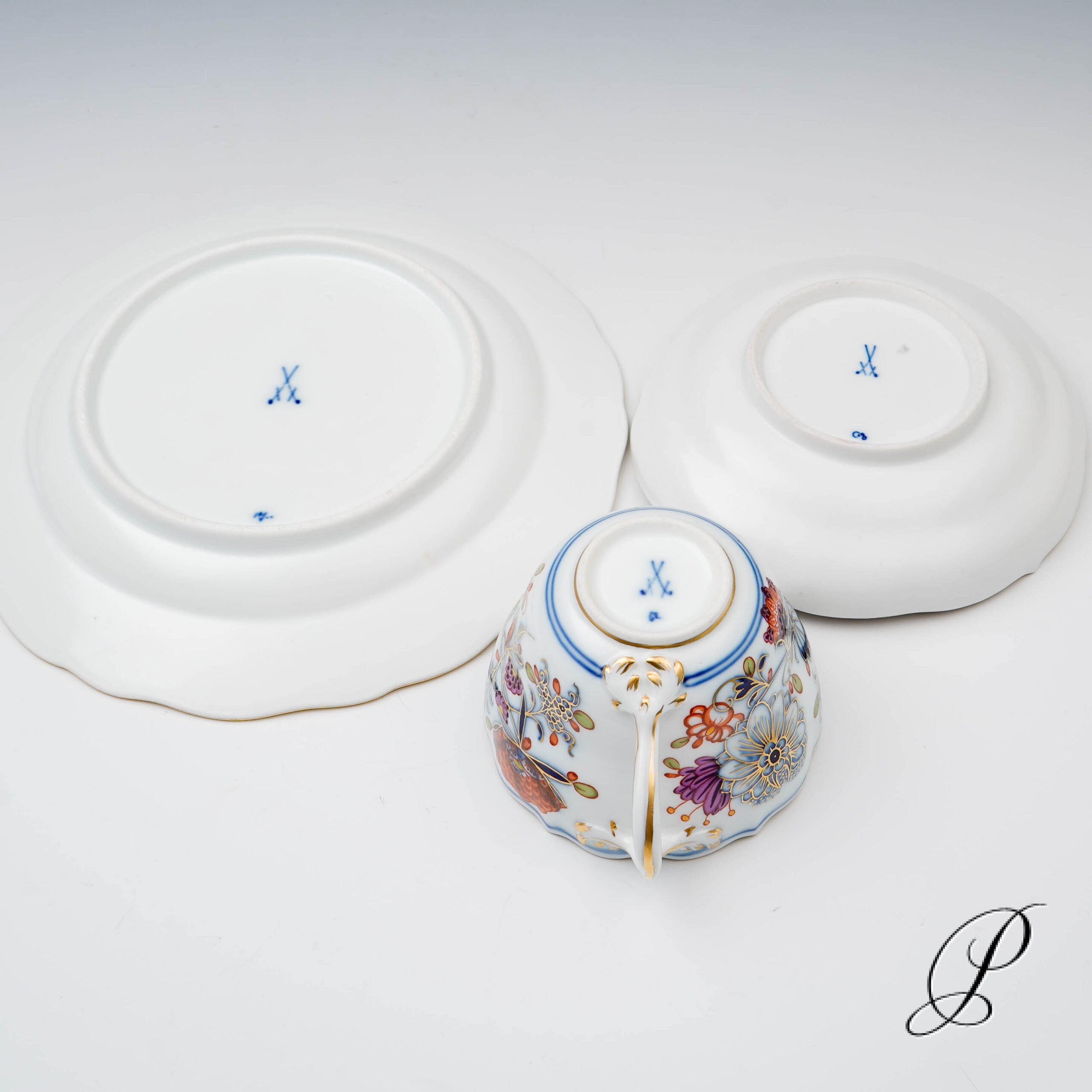 Kaffeegedeck Meissen Knaufzeit um 1900 Jhd. buntes Zwiebelmuster – Bild 14