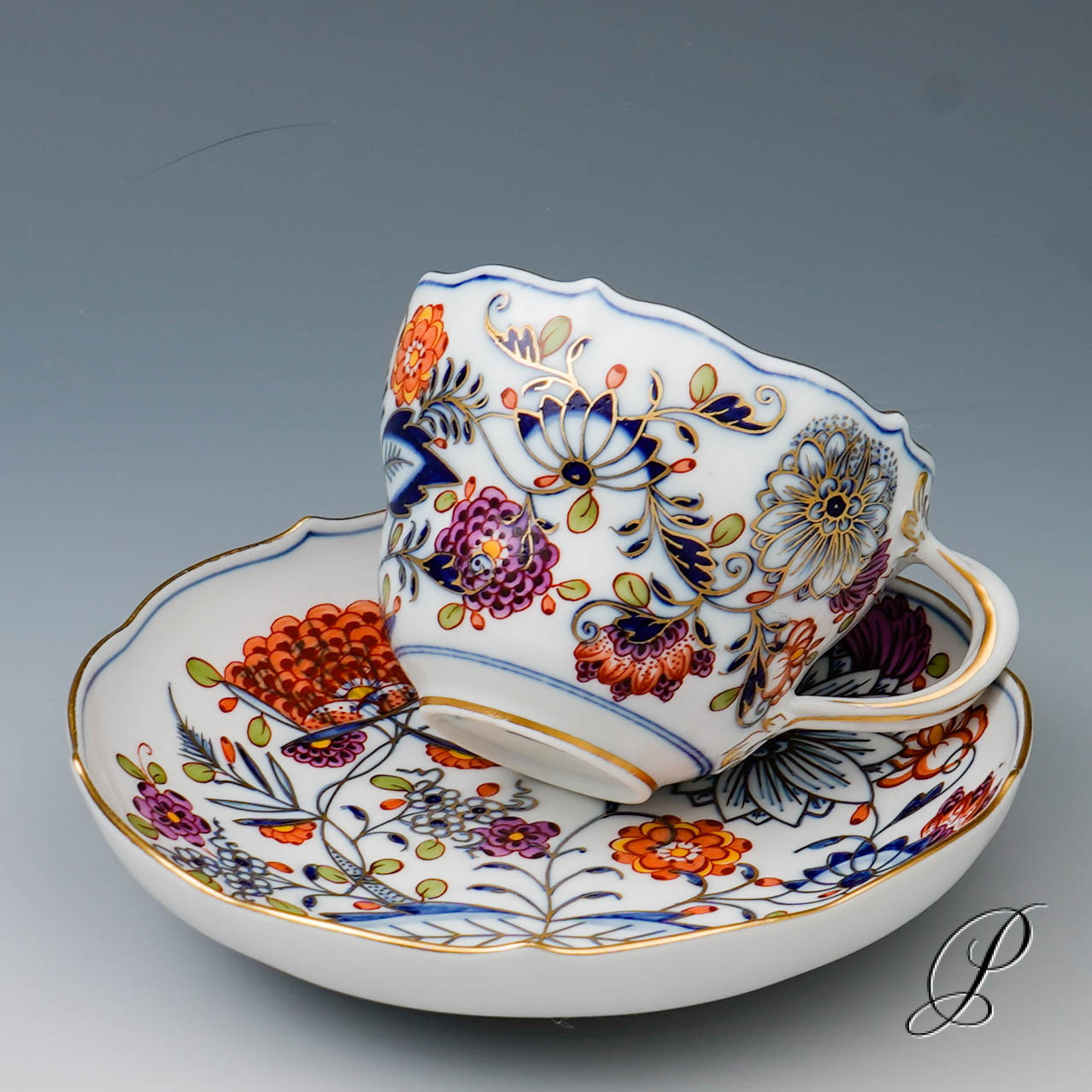 Kaffeegedeck Meissen buntes Zwiebelmuster