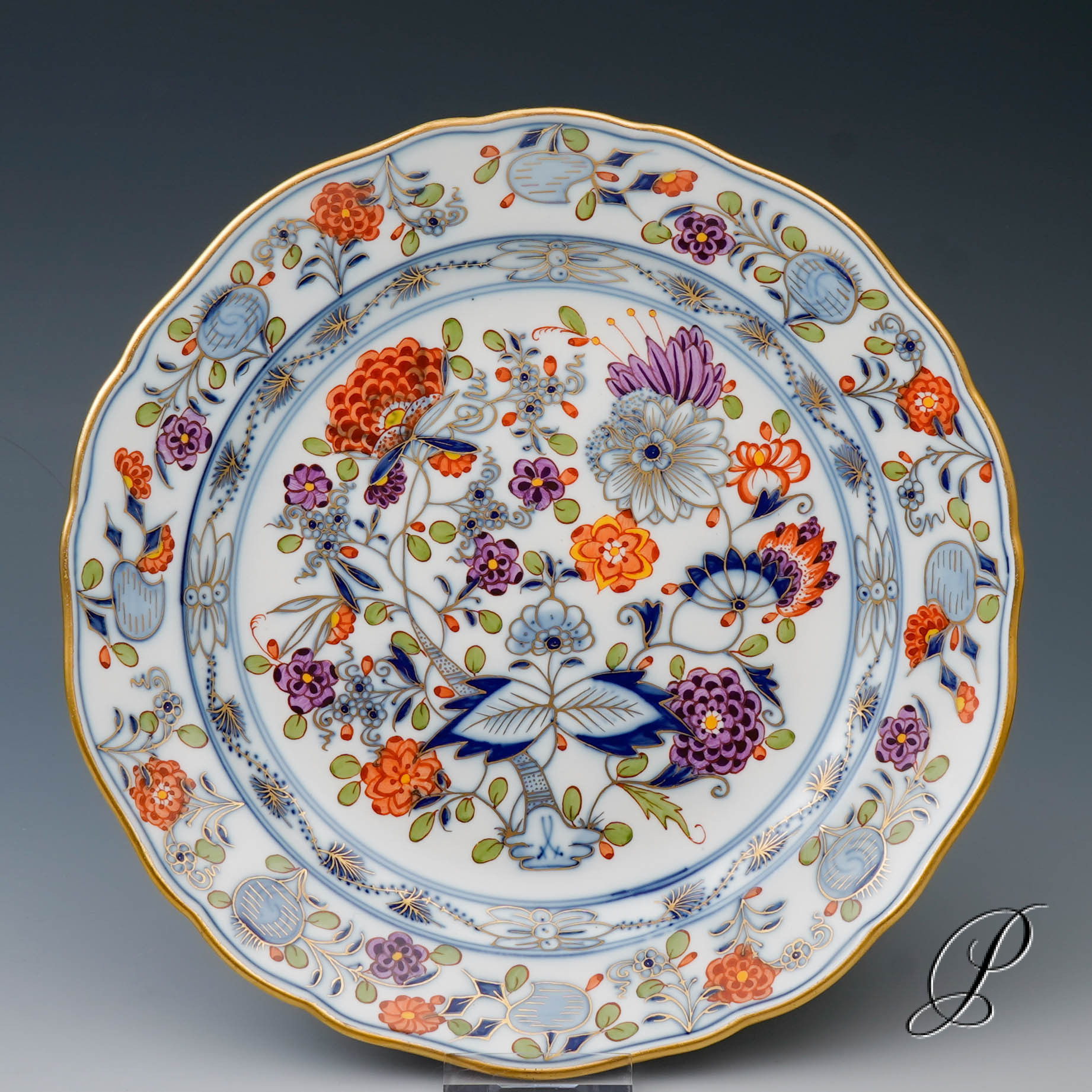 4 Vorspeiseteller oder Abendbrotteller Meissen im Dekor buntes Zwiebelmuster – Bild 3