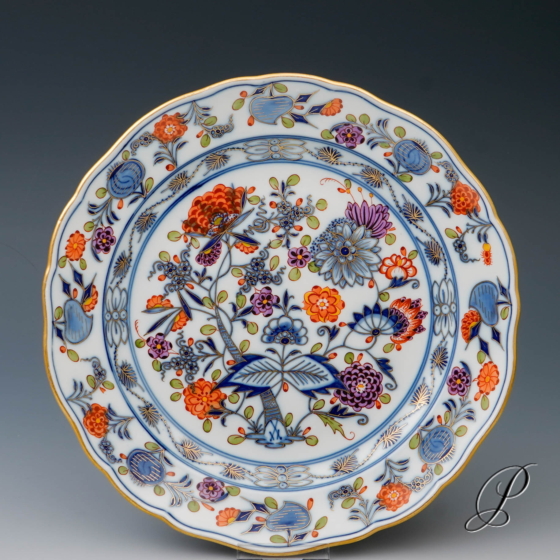 4 Vorspeiseteller oder Abendbrotteller Meissen im Dekor buntes Zwiebelmuster – Bild 5