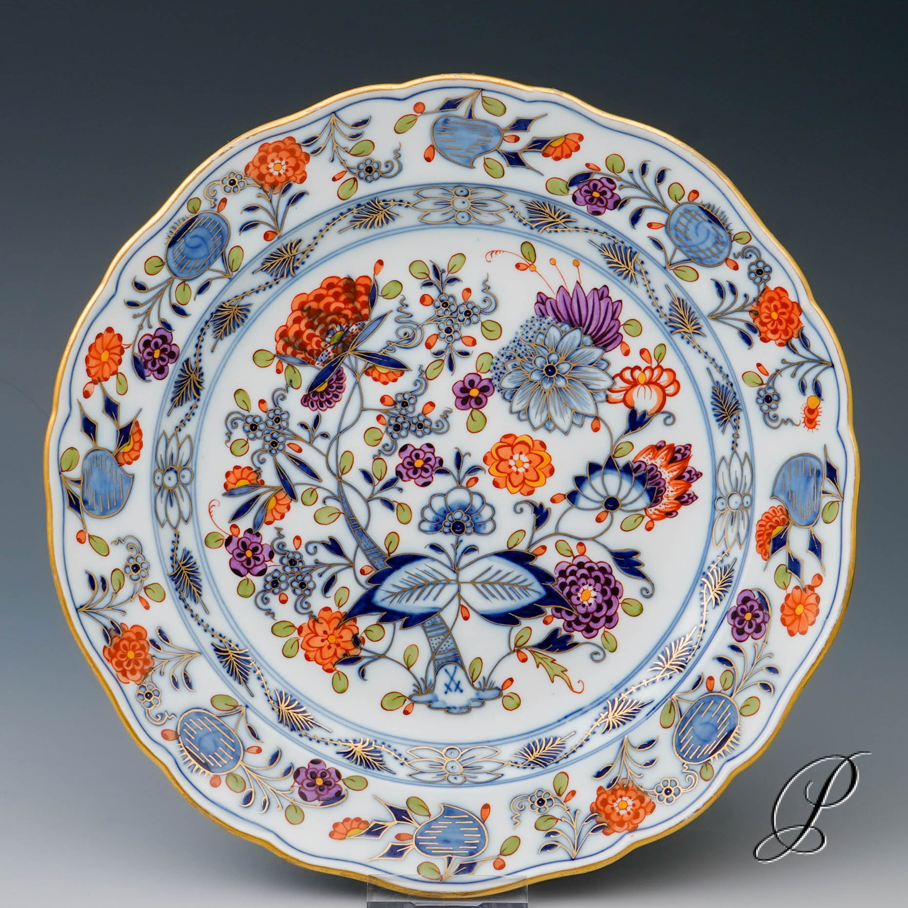 4 Vorspeiseteller oder Abendbrotteller Meissen im Dekor buntes Zwiebelmuster – Bild 7