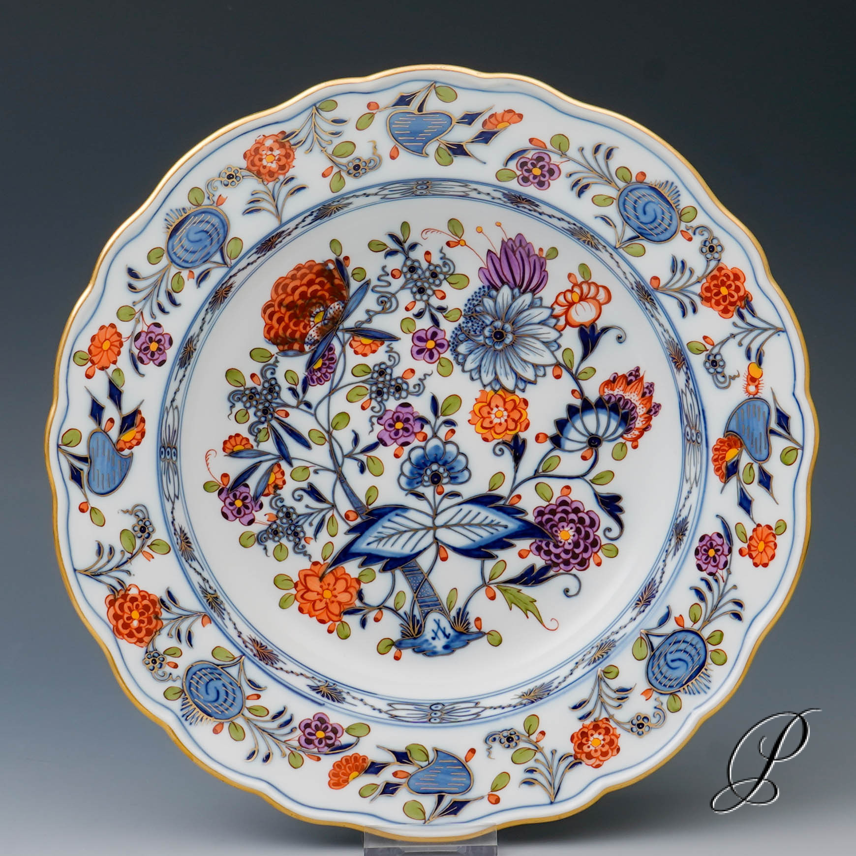 Speise und Suppenteller Meissen um 1900 Jhd. im Dekor buntes Zwiebelmuster – Bild 4