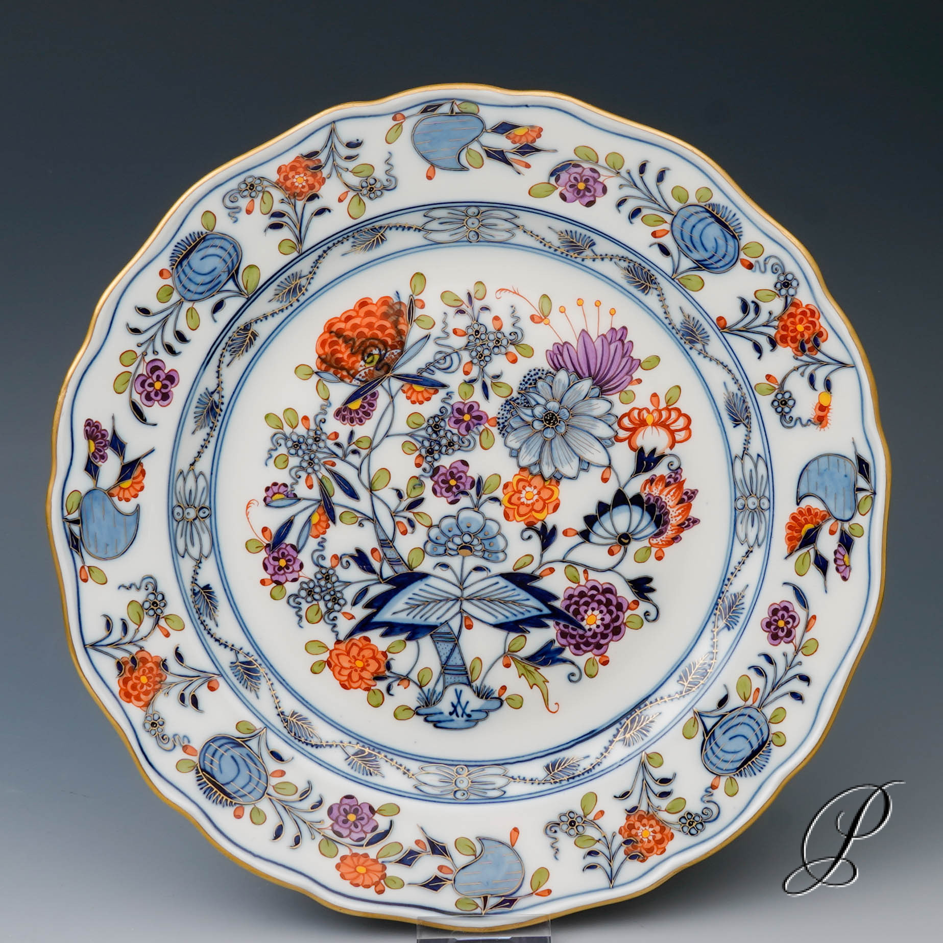 Speise und Suppenteller Meissen um 1900 Jhd. im Dekor buntes Zwiebelmuster – Bild 5