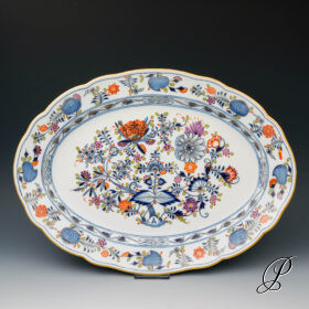 große Beilagenplatte Meissen 1.Wahl Knaufzeit buntes Zwiebelmuster