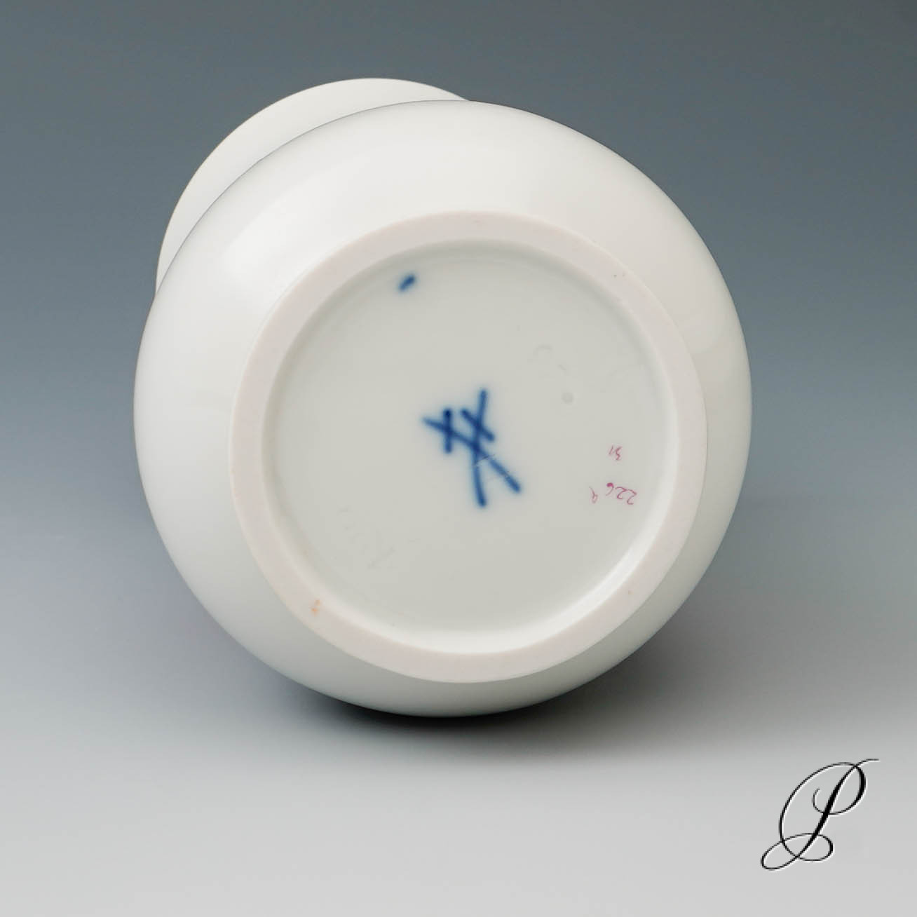 Vase Meissen im Dekor indische Malerei2 purpur mit Kante – Bild 5