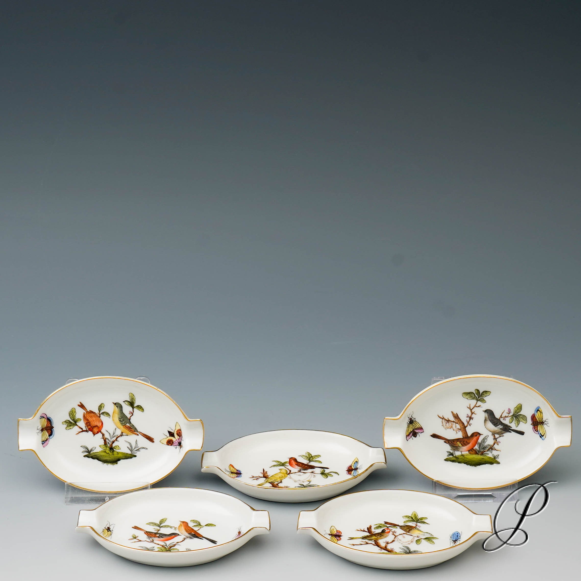 5 Konfektschälchen Herend im Dekor Rothschild