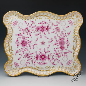 großes Tablett Meissen Knaufzeit um 1900 reiche Indische Malerei purpur