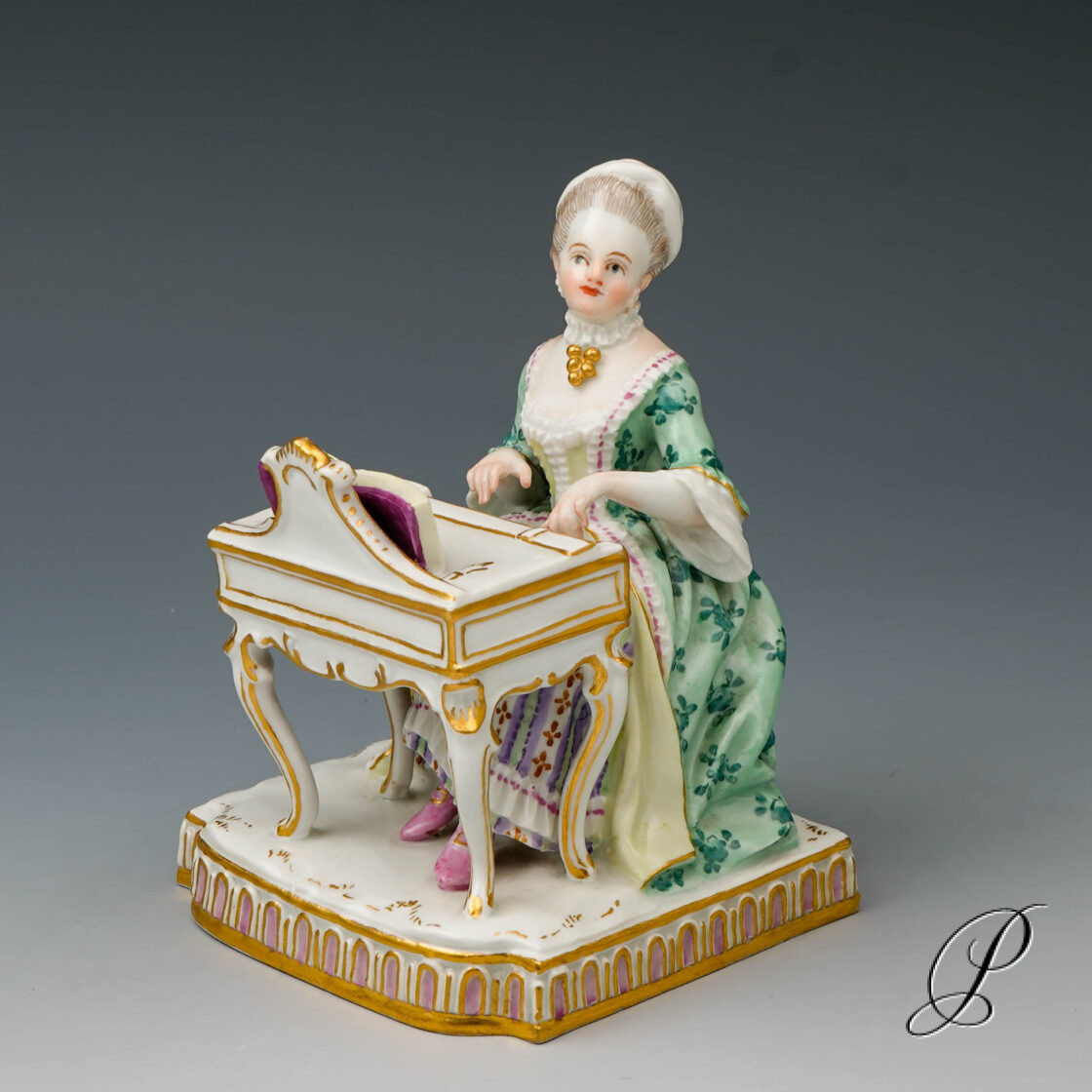 Figur aus Meissner Porzellan - Allegorie "das Gehör" aus den 5 Sinnen