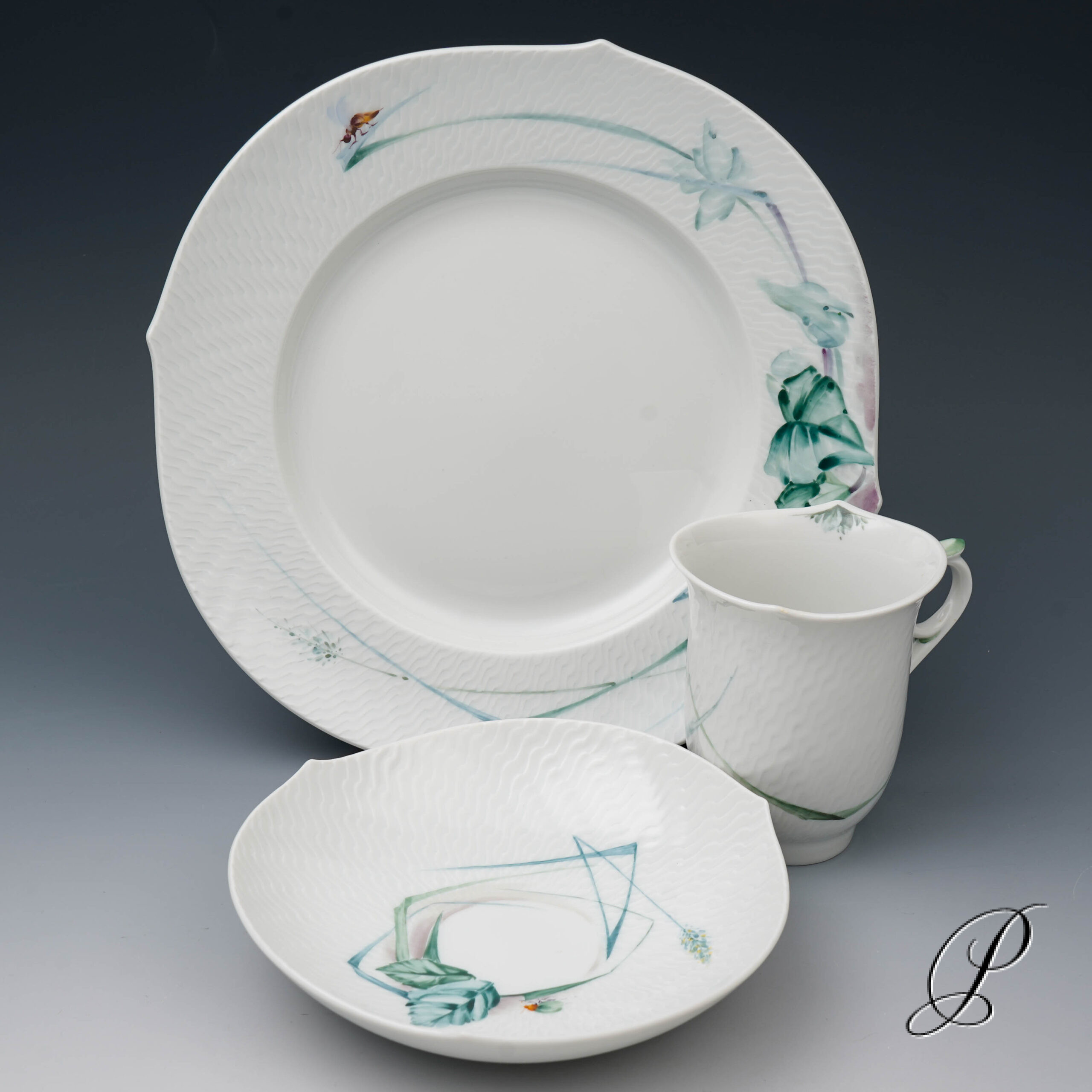 Kaffeeservice Meissen 1.Wahl Wellenspiel " Waldflora mit Insekten " – Bild 23