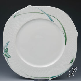 Kuchenplatte Meissen 1.Wahl Wellenspiel  im Dekor Waldflora mit Insekten