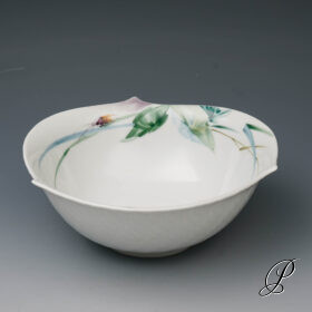 Schüssel Meissen 1.Wahl Wellenspiel  im Dekor Waldflora mit Insekten