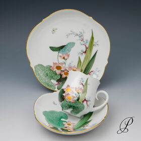 Kaffeegedeck Meissen Dekor exotische Wasserpflanzen von Prof. Heinz Werner