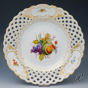Durchbruchteller ø29cm Meissen 1.Wahl mit Obstmalerei NP# 1800,- EUR