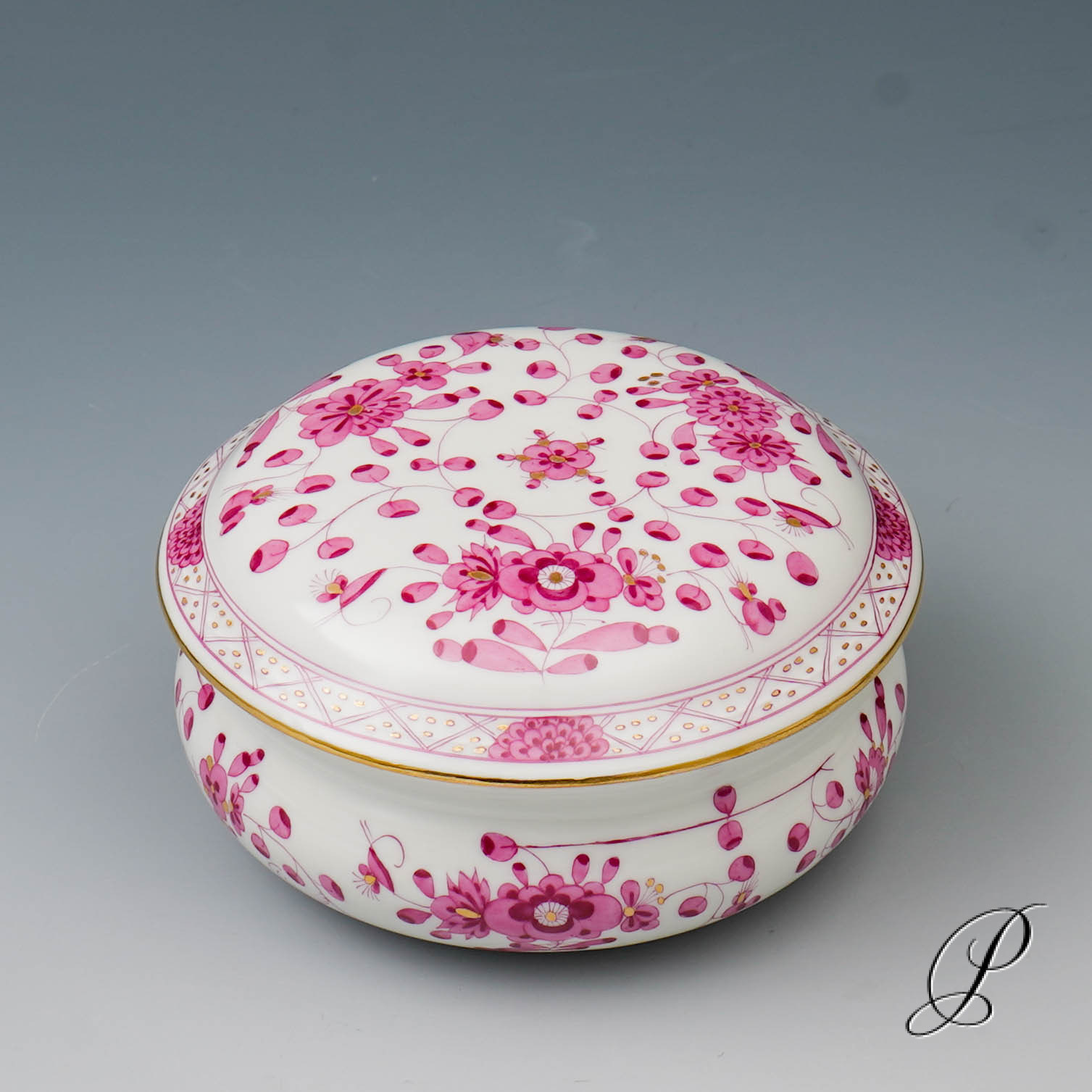 Schmuckdose Meissen 1.Wahl reiche Indische Malerei purpur NP# 540,- EUR