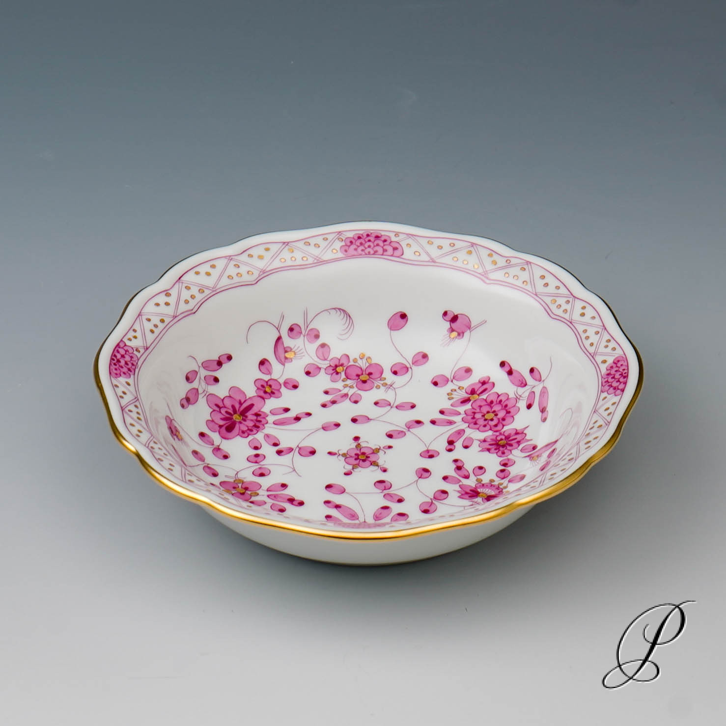 Dessertschale / Müslischale Meissen 1.Wahl reiche Indische Malerei purpur