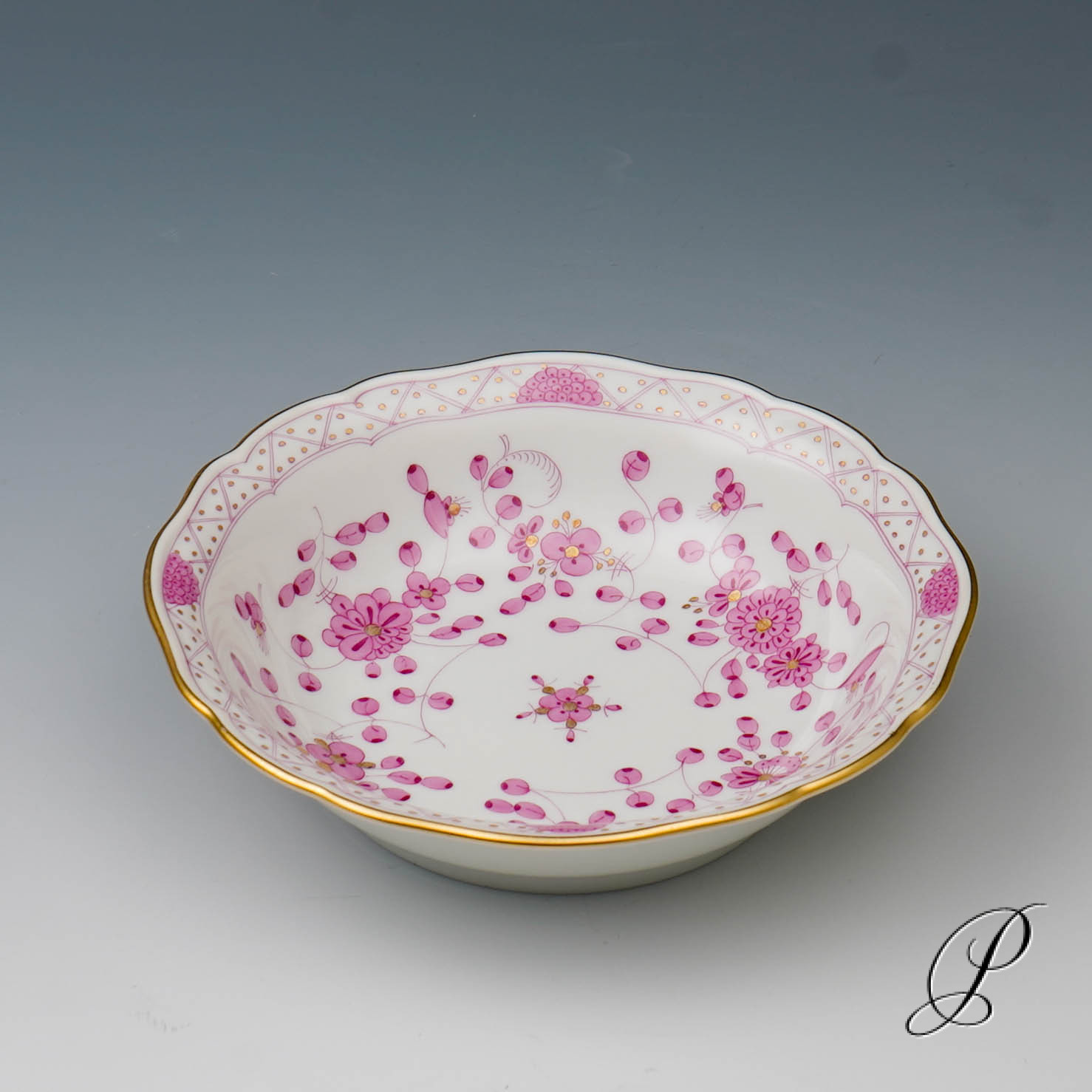 Dessertschale / Müslischale Meissen 1.Wahl reiche Indische Malerei purpur