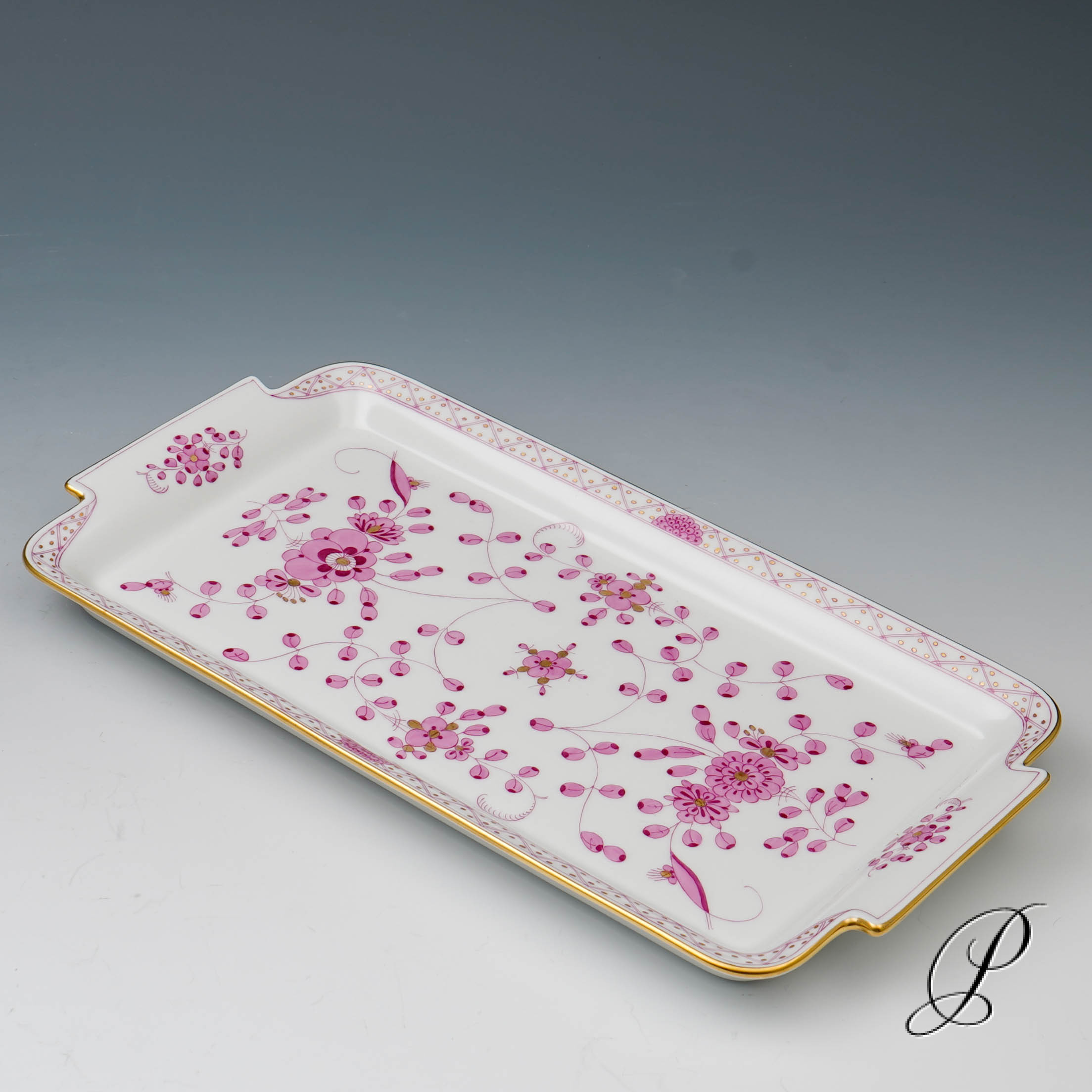 Königskuchenplatte Meissen 1.Wahl Indische Malerei purpur NP# 585,- EUR