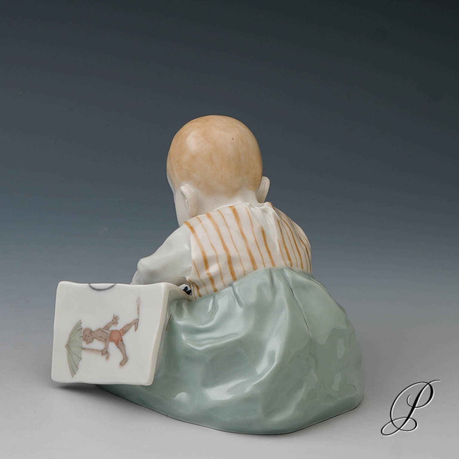Figur Meissen 1910 Jhd. Jugendstil - Hentschelkind "sitzendes Kind mit Bilderbuch" – Bild 4