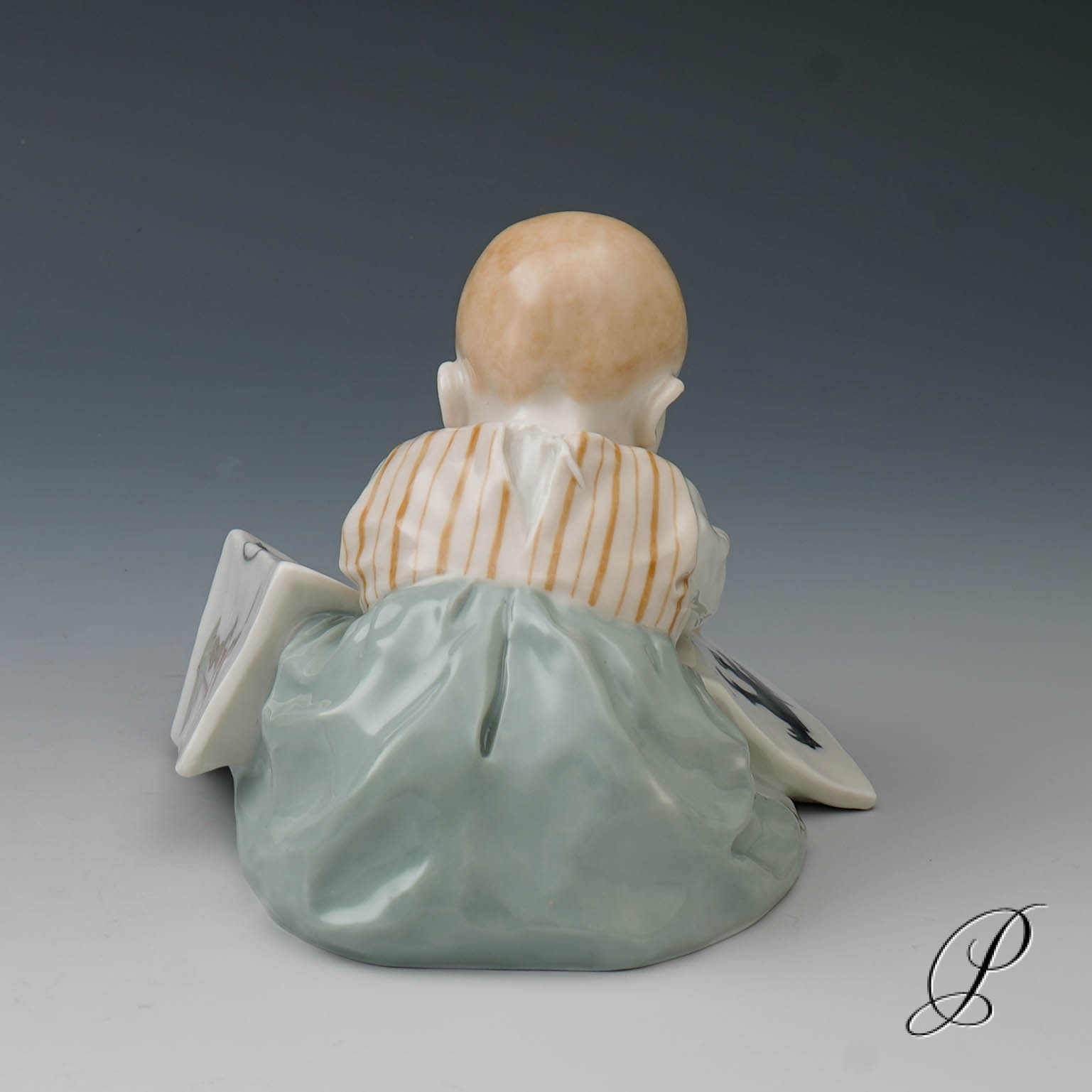 Figur Meissen 1910 Jhd. Jugendstil - Hentschelkind "sitzendes Kind mit Bilderbuch" – Bild 5