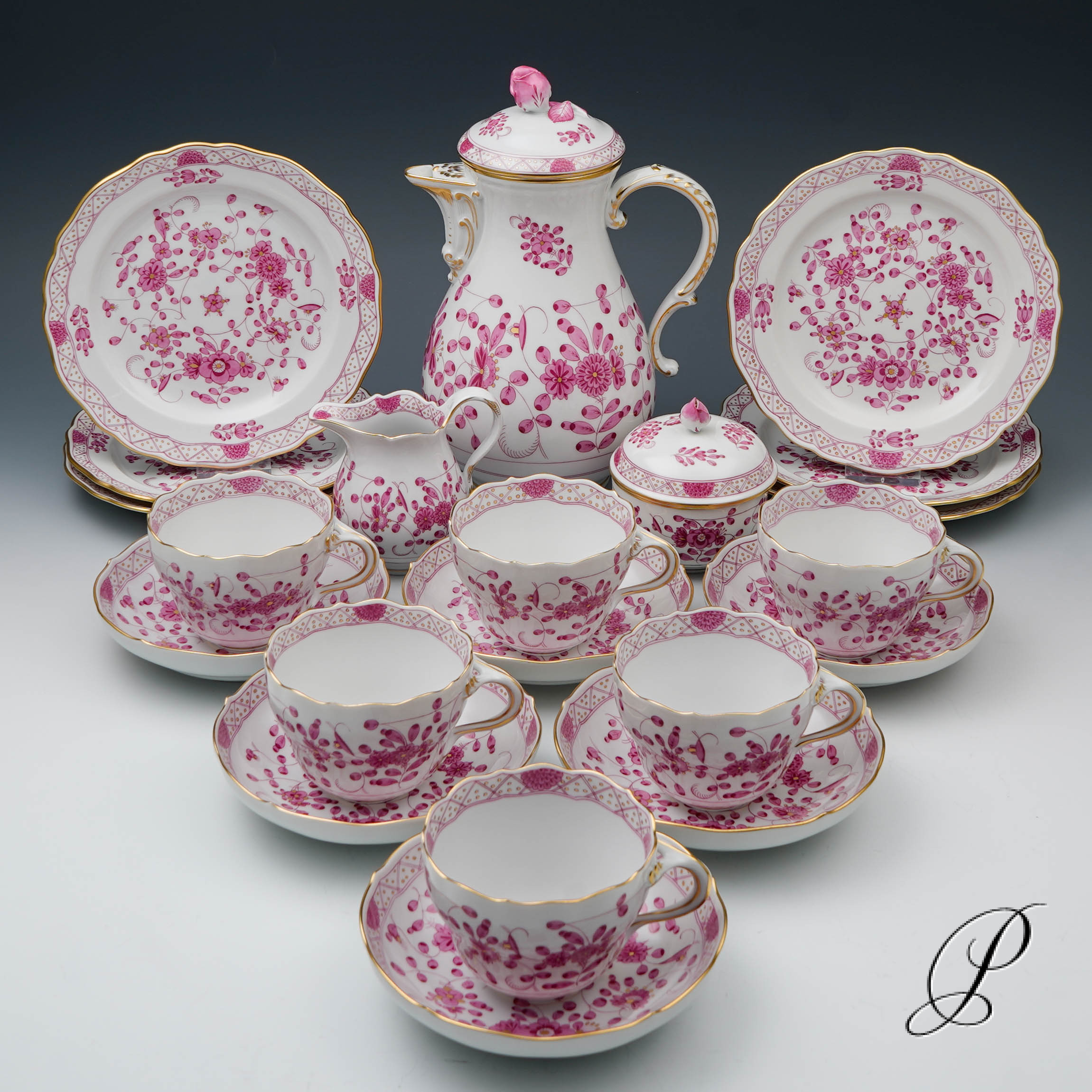 Kaffeeservice Meissen 1.Wahl reiche Indische Malerei purpur