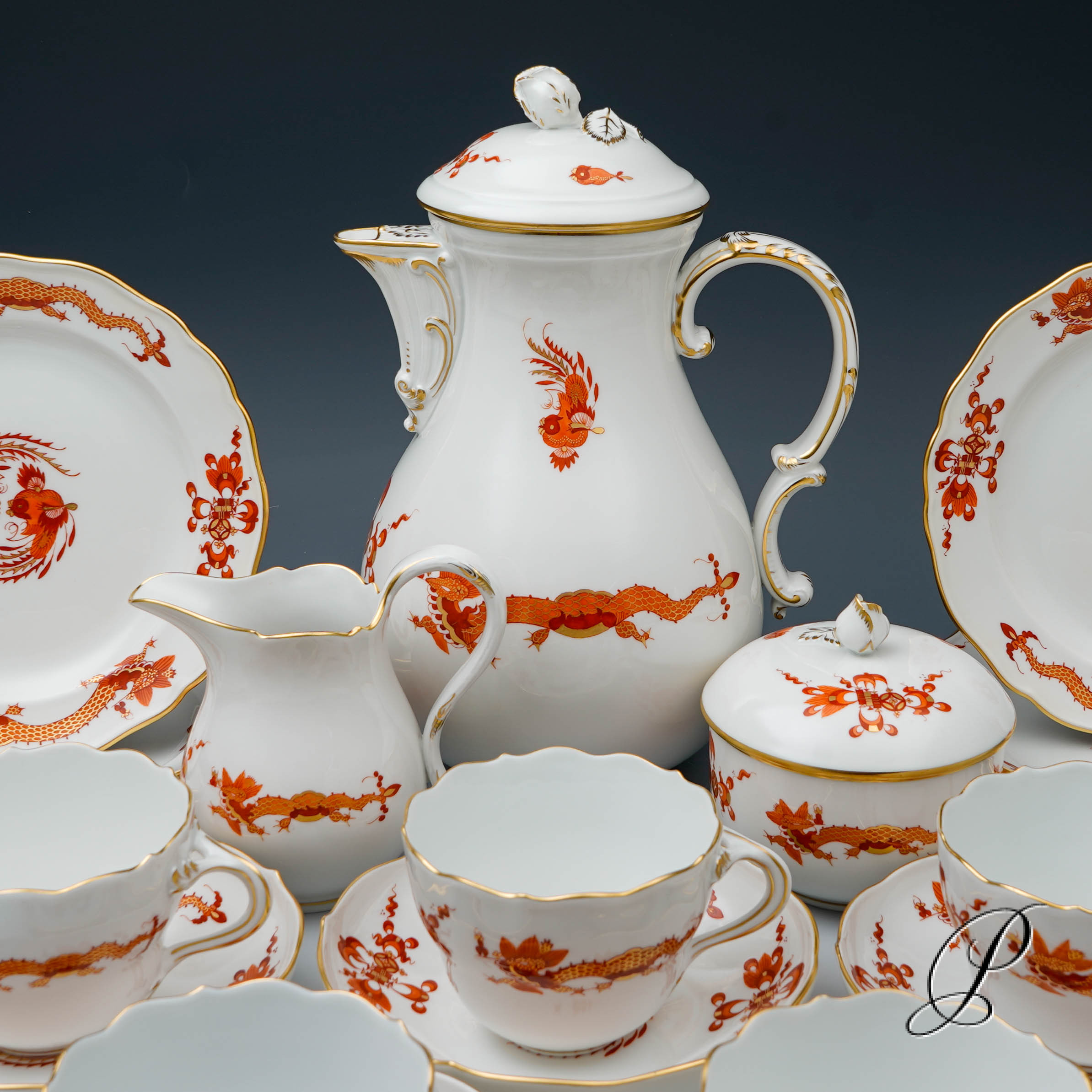 Kaffeeservice Meissen 1.Wahl  Reicher Drache rot