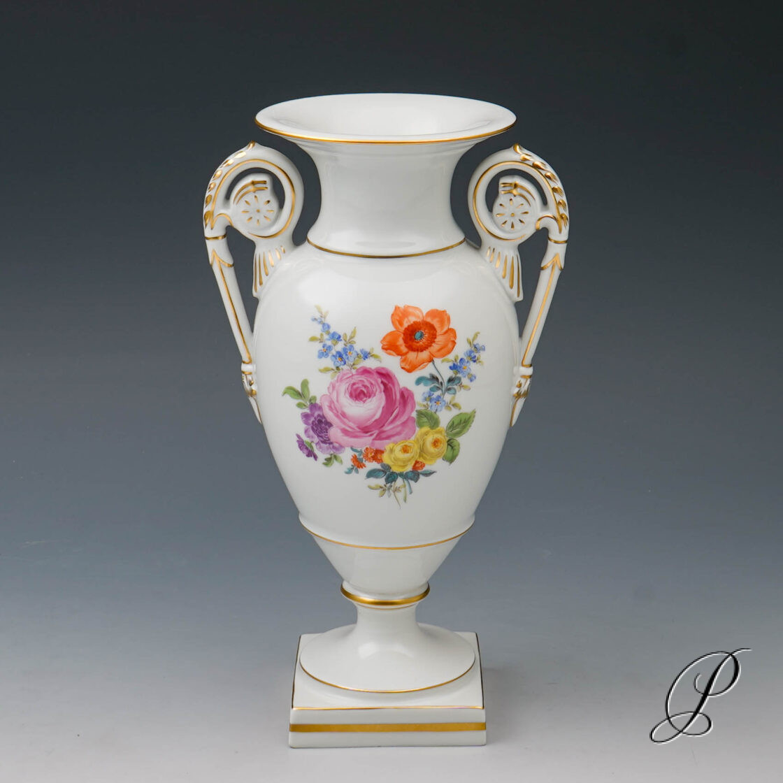wunderschöne Meissner Vase 1.Wahl mit Blumenbukett