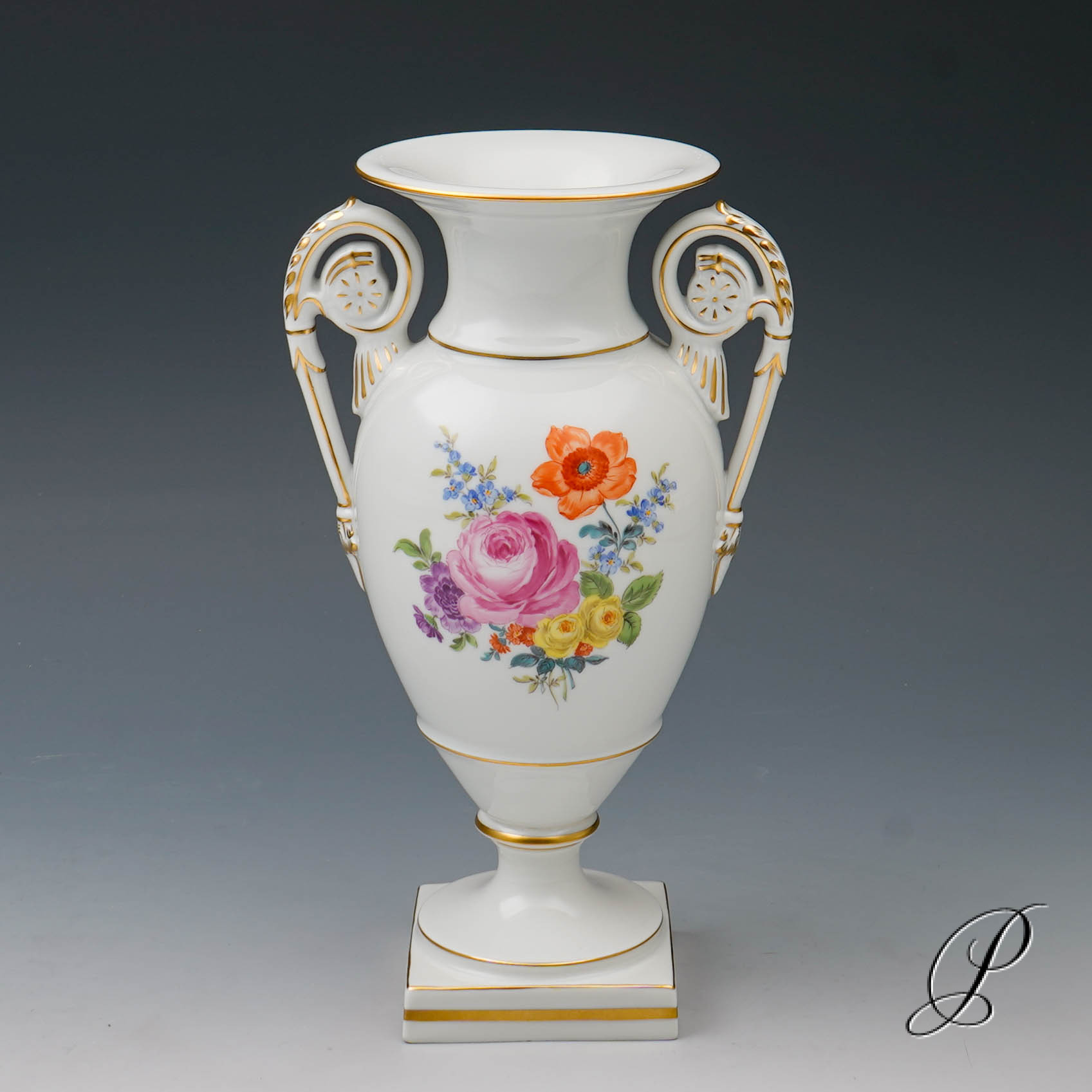 wunderschöne Meissner Vase 1.Wahl mit Blumenbukett