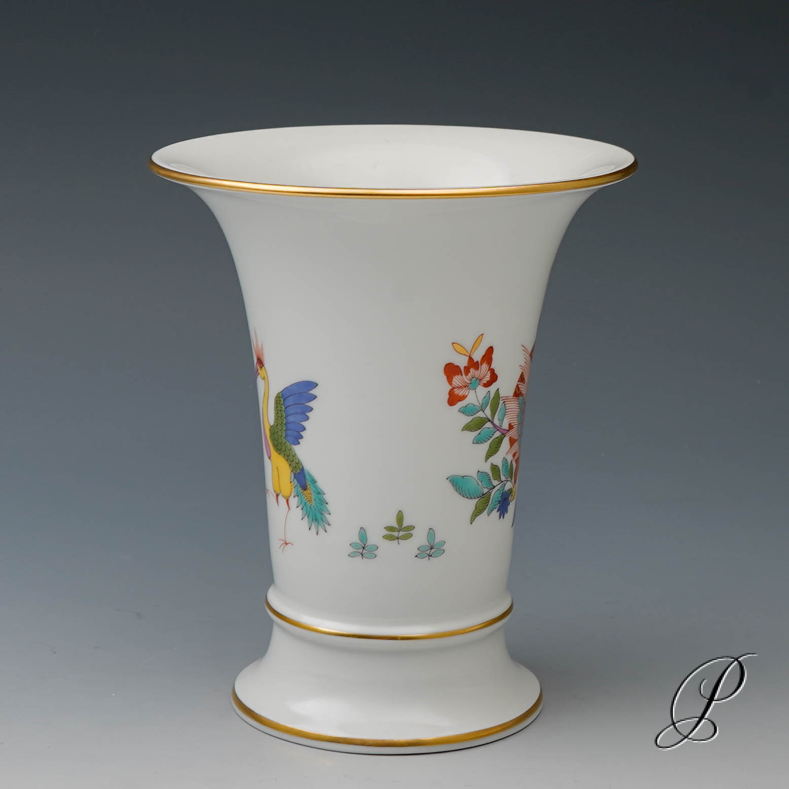 Vase Meissen 1.Wahl im Dekor Chinesicher Drache und Storch – Bild 4