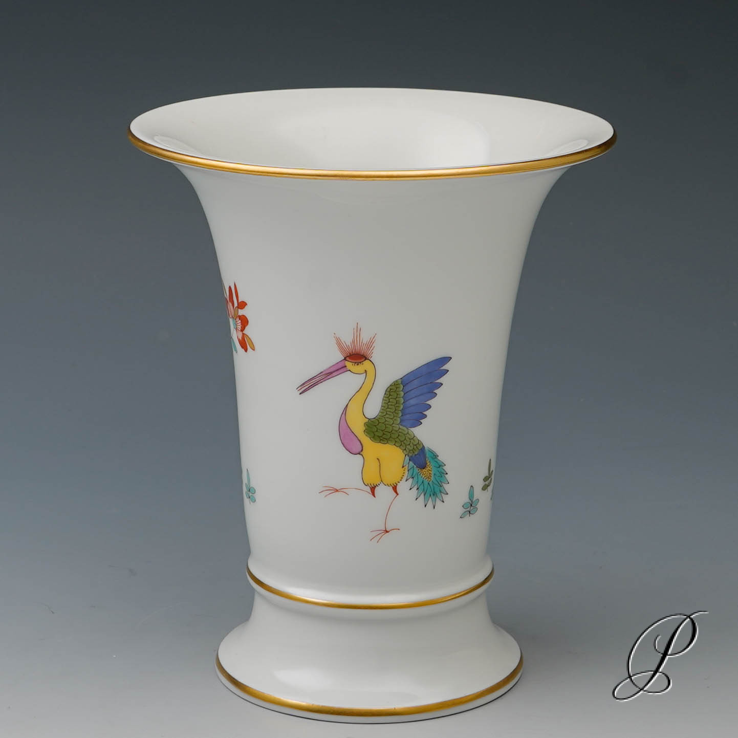 Vase Meissen 1.Wahl im Dekor Chinesicher Drache und Storch – Bild 5