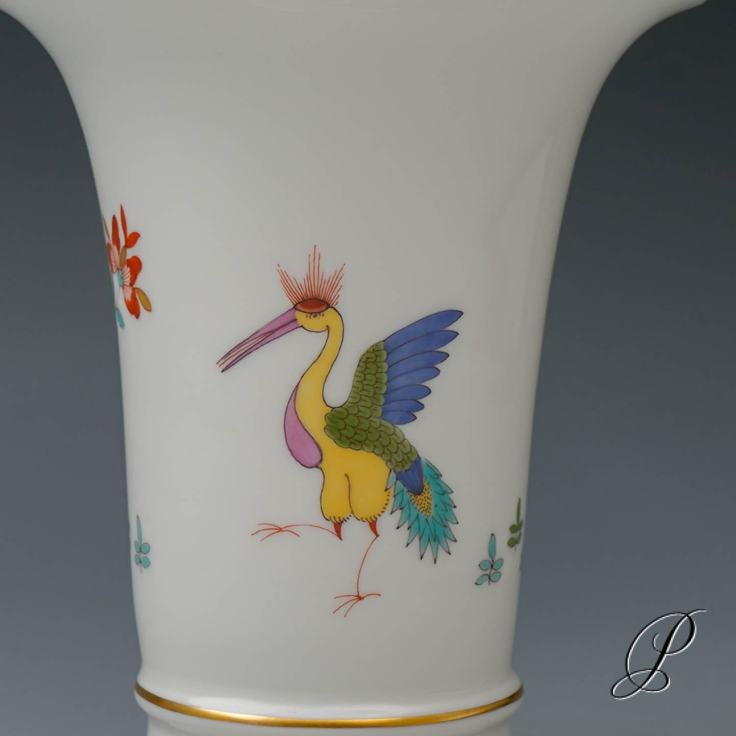 Vase Meissen 1.Wahl im Dekor Chinesicher Drache und Storch – Bild 6