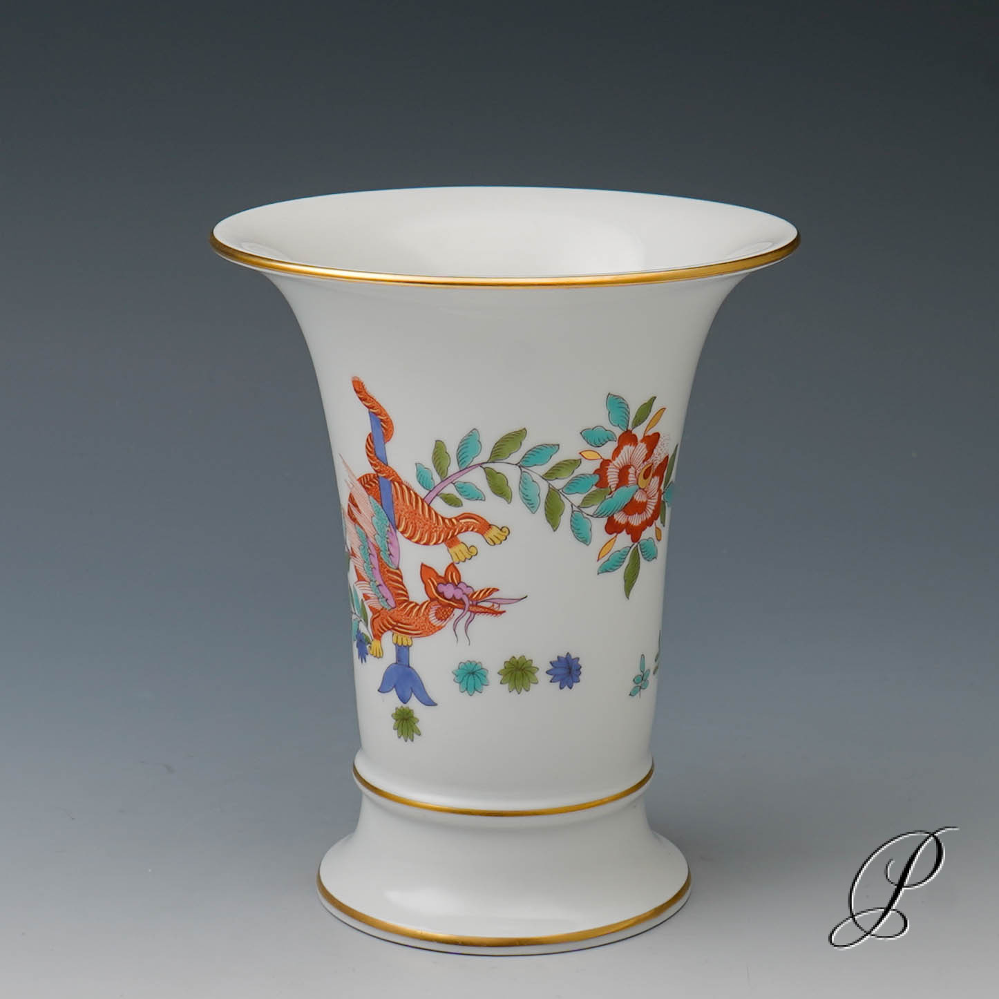 Vase Meissen 1.Wahl im Dekor Chinesicher Drache und Storch – Bild 8