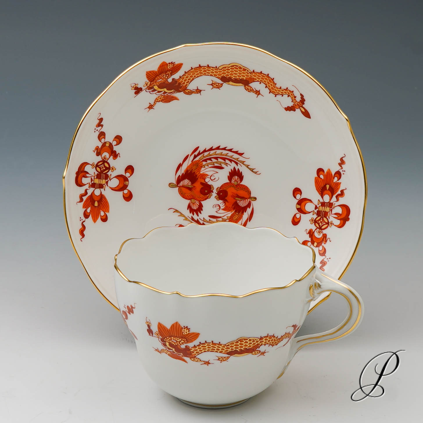 Kaffeegedeck Meissen 1.Wahl reicher Drache rot NP# 937,- EUR – Bild 7