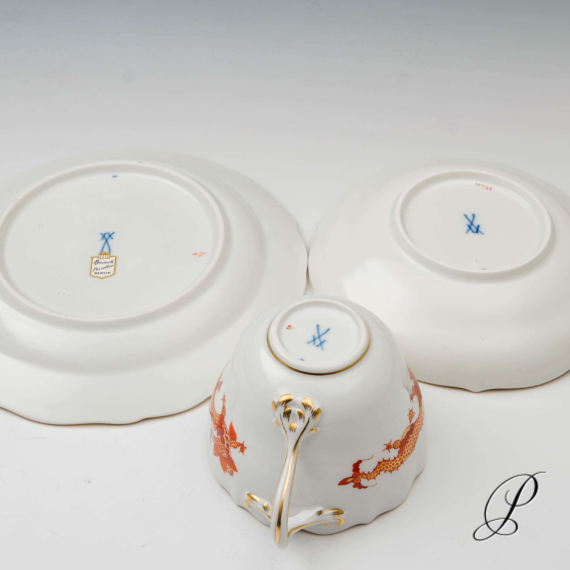 Kaffeegedeck Meissen 1.Wahl reicher Drache rot NP# 937,- EUR – Bild 13