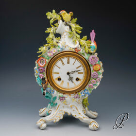 wunderschöne Kaminuhr Meissen  1.Wahl "Blumen und Vögel"