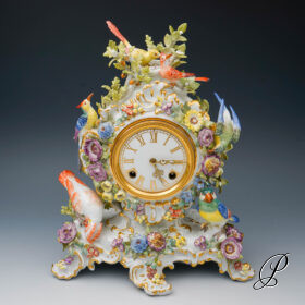 wunderschöne Uhr Meissen 1.Wahl "Blumen und Vögel"
