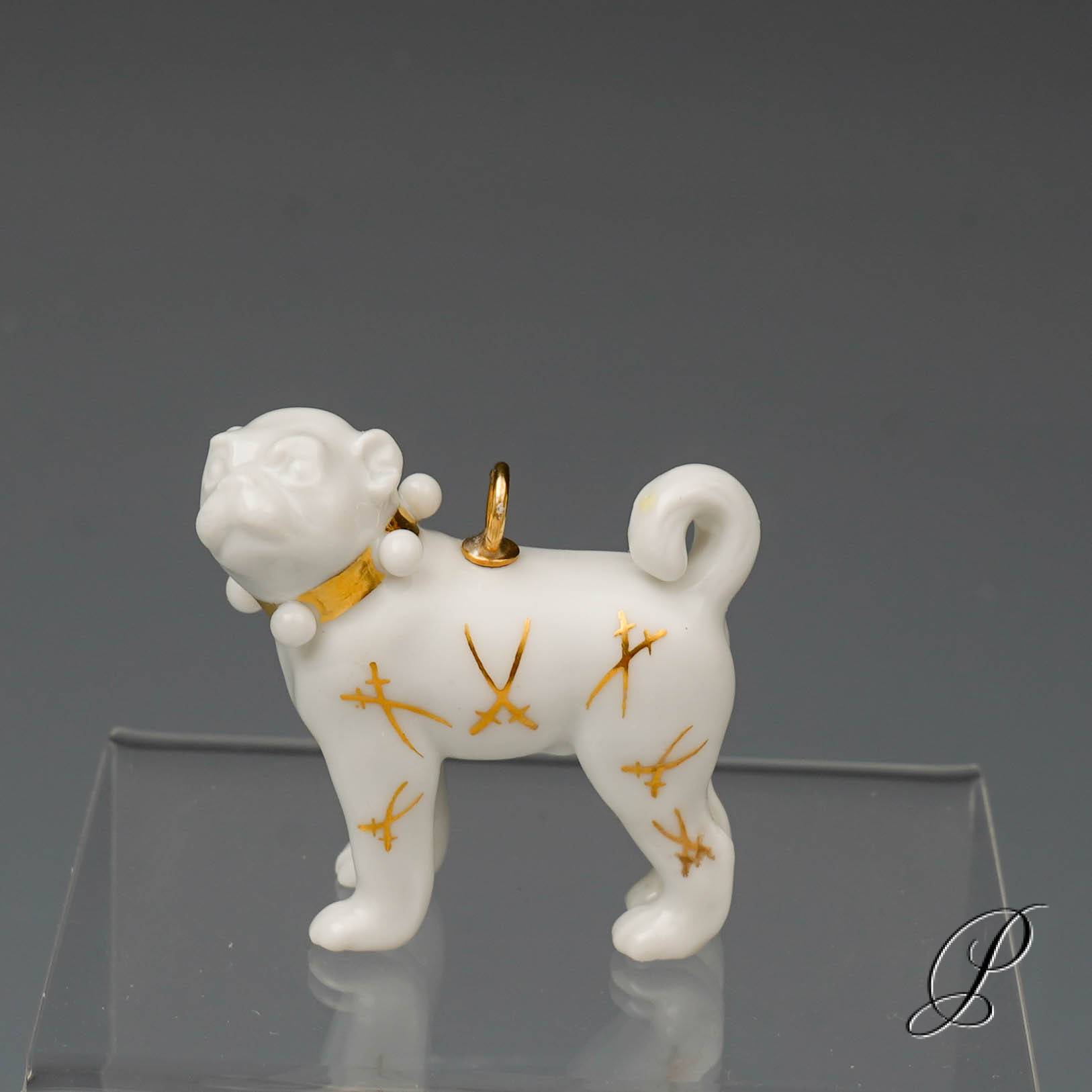 Meissen Mopsanhänger 1.Wahl "Schwerter in Gold"