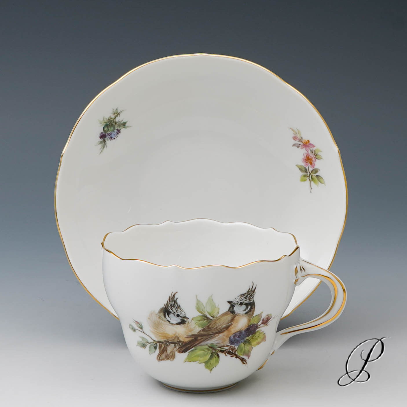 Traumhaftes Kaffeegedeck Meissen 1.Wahl mit Vogelmalerei NP# 1670,- EUR – Bild 9