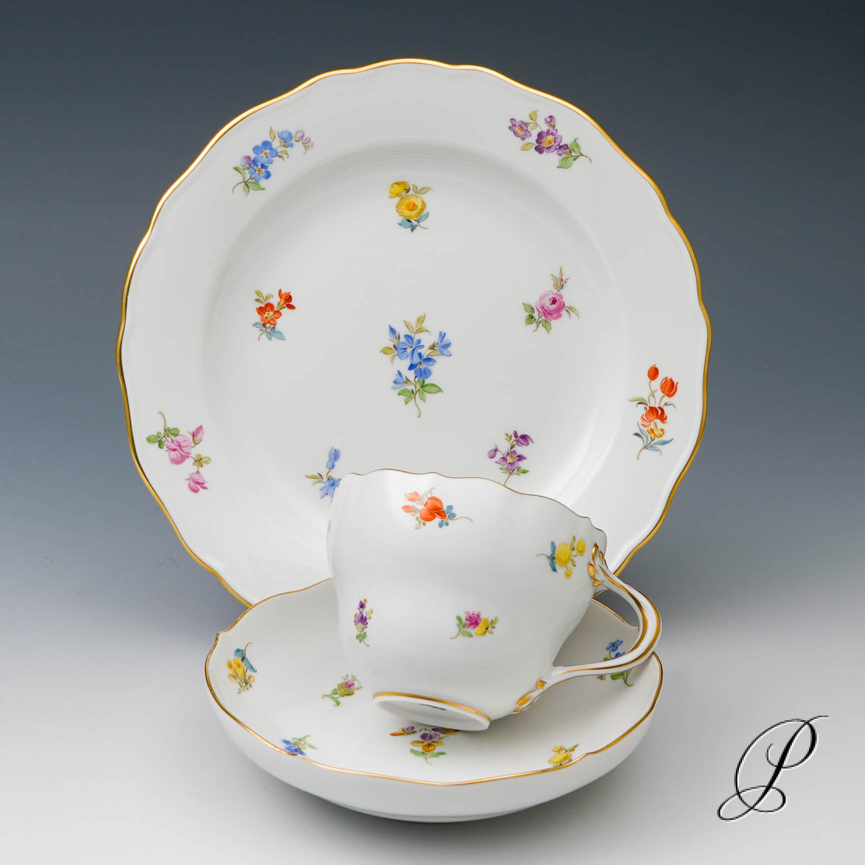Kaffeegedeck Meissen 1.Wahl im Dekor Streublume
