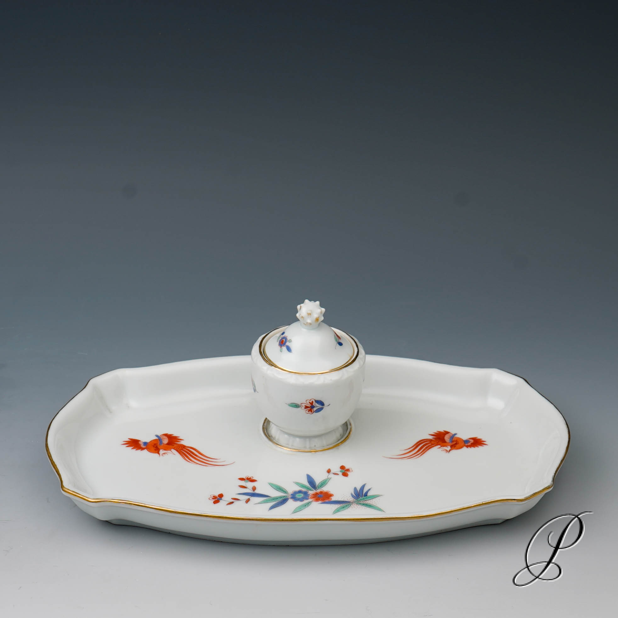 Schreibset Meissen mit alter Chineischer Blumen und Vogelmalerei