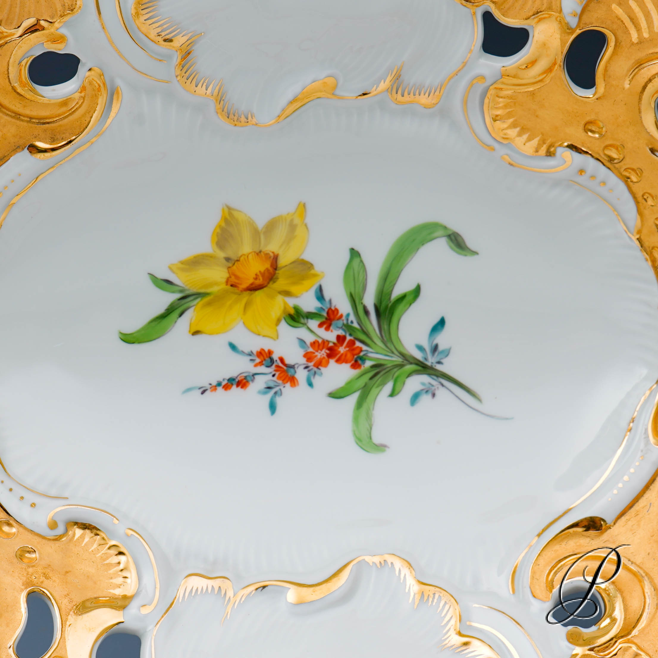 Prunkschale Meissen 1.Wahl mit Blumenmalerei – Bild 5