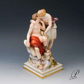 Figurengruppe Meissen Knaufzeit um 1890 Jhd. "Jagdgöttin Diana und Endymion"
