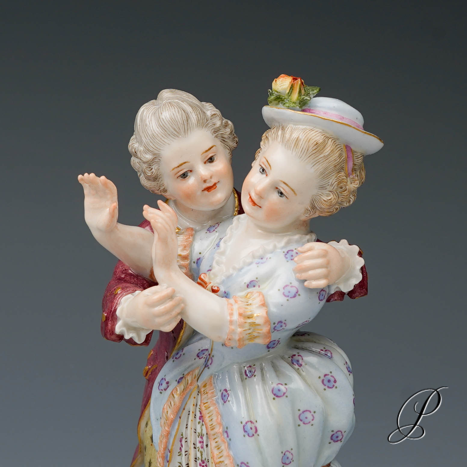 Figurengruppe Meissen Knaufzeit um 1900 Jhd. "der stürmische Liebhaber"