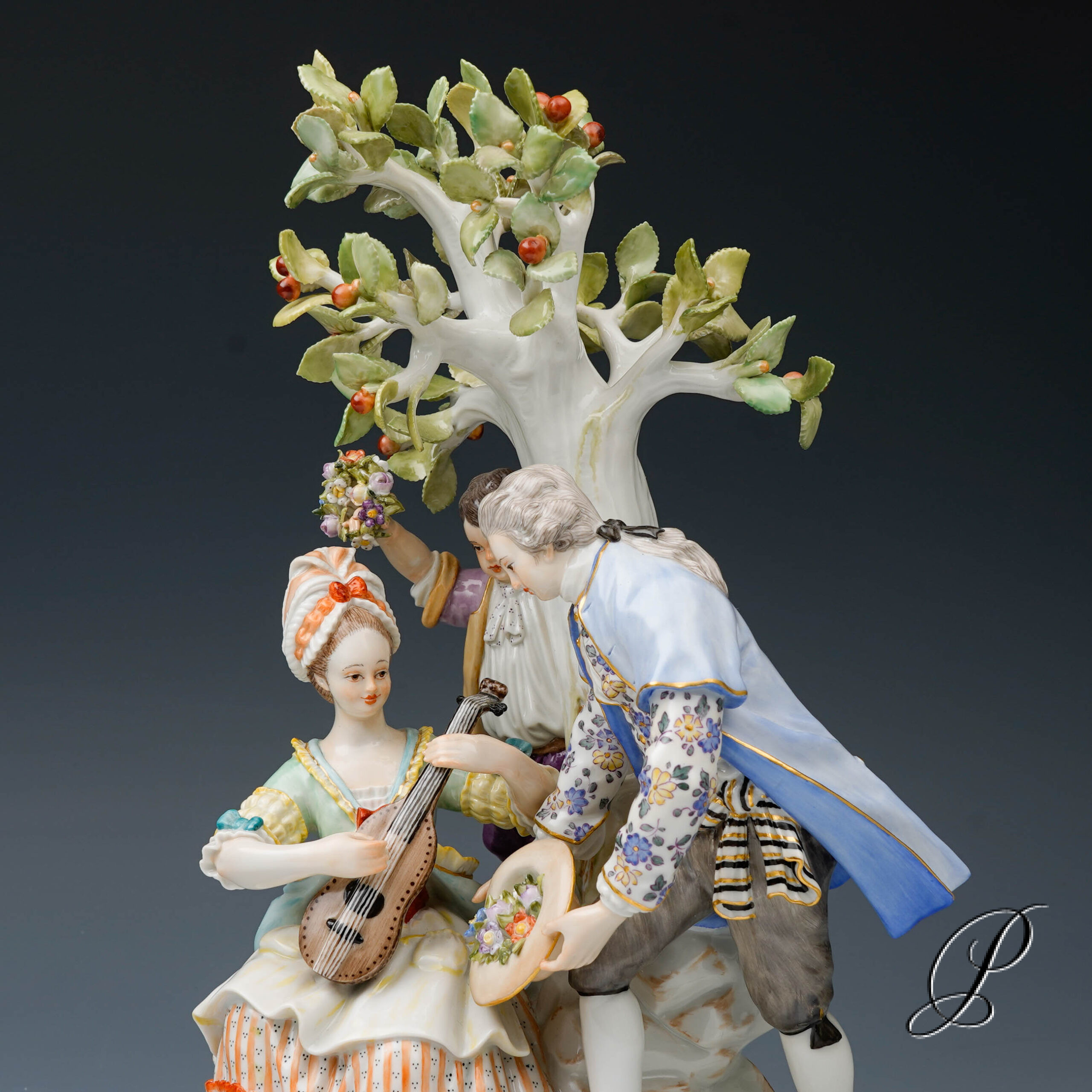 große Figurengruppe Meissen " Gärtnergruppe mit Apfelbaum" – Bild 3