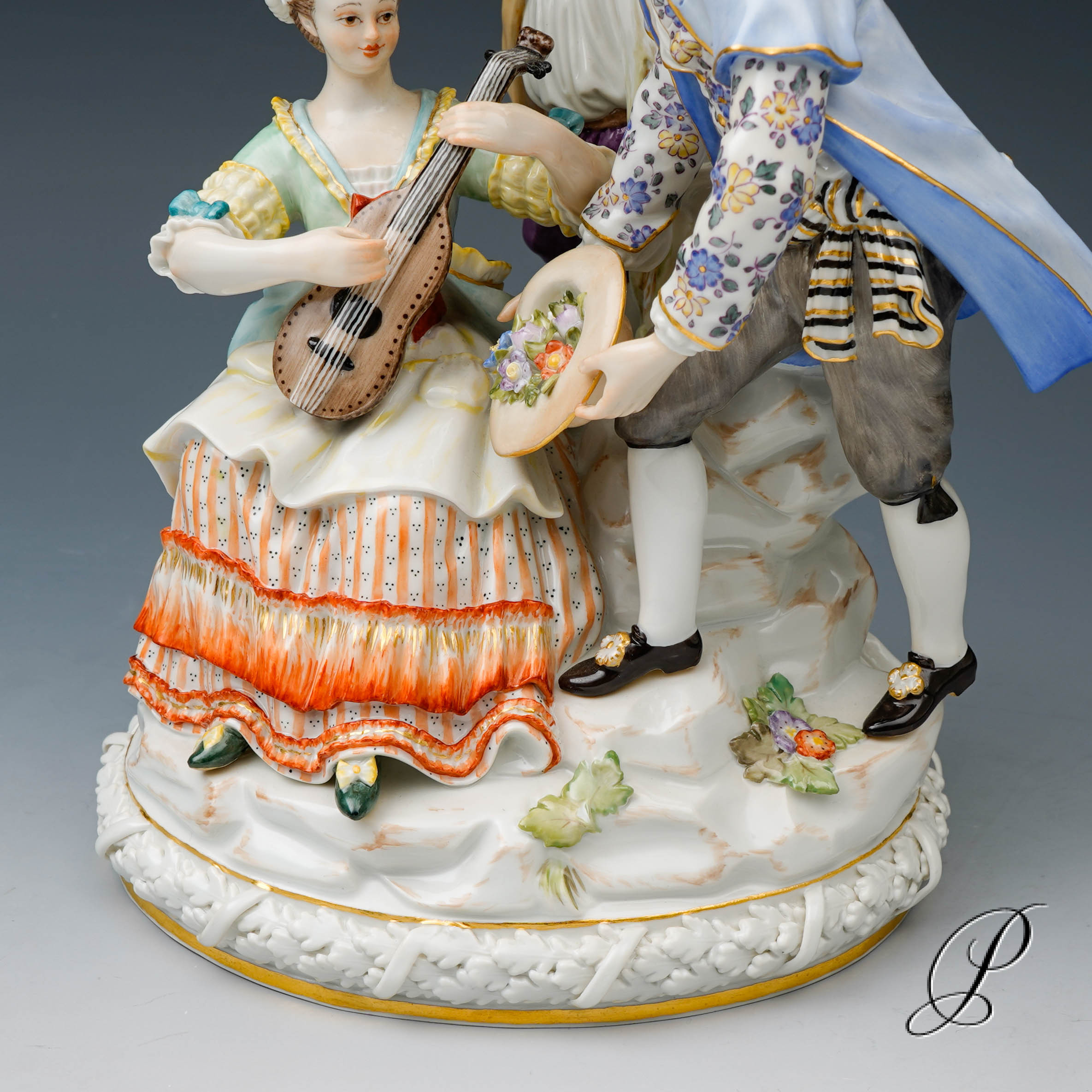 große Figurengruppe Meissen " Gärtnergruppe mit Apfelbaum" – Bild 4