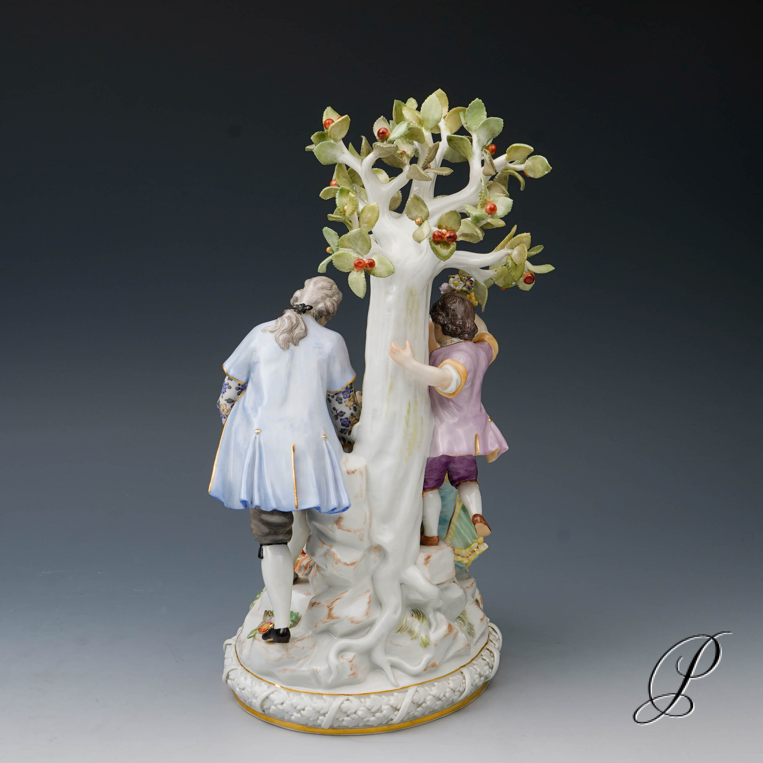 große Figurengruppe Meissen " Gärtnergruppe mit Apfelbaum" – Bild 7