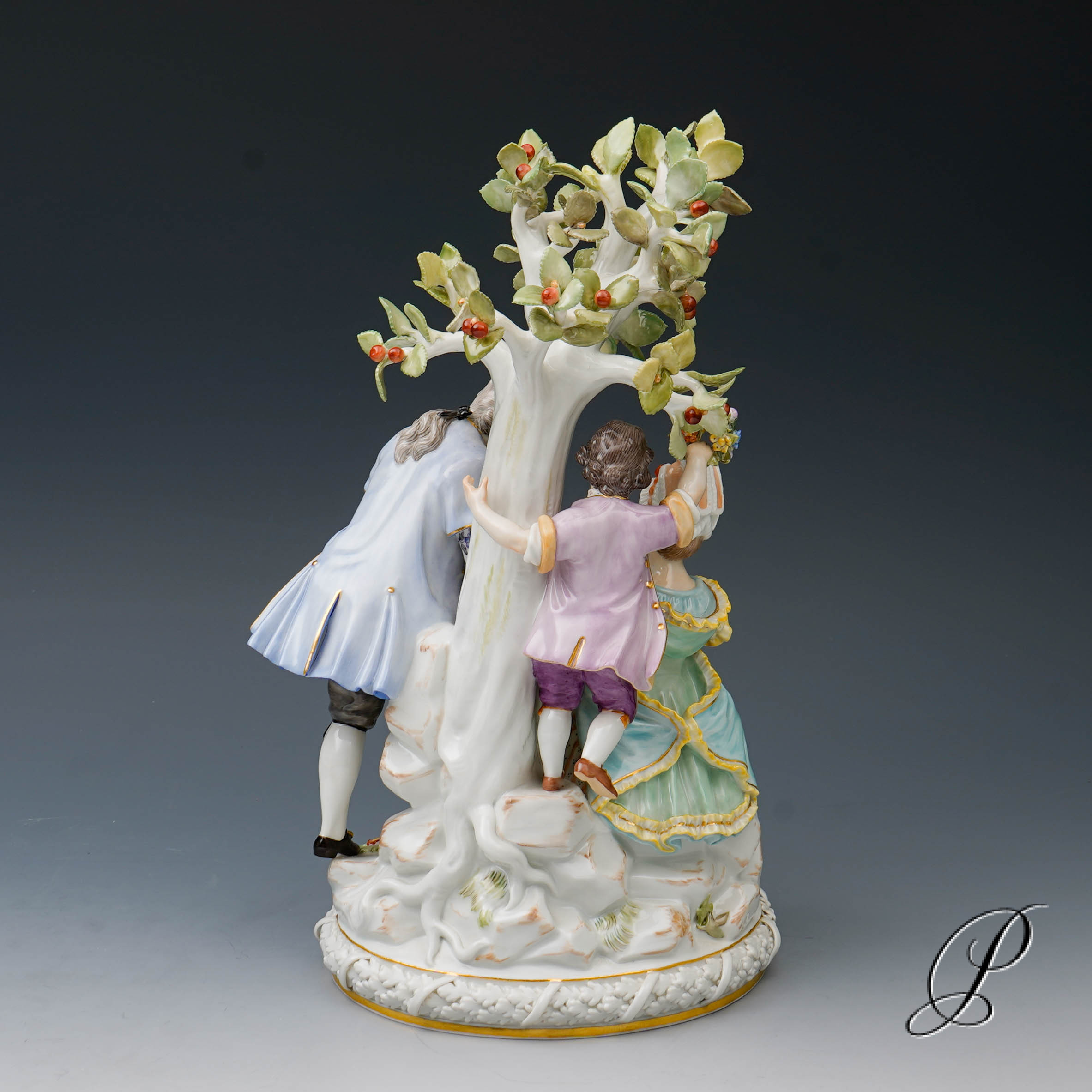 große Figurengruppe Meissen " Gärtnergruppe mit Apfelbaum" – Bild 8