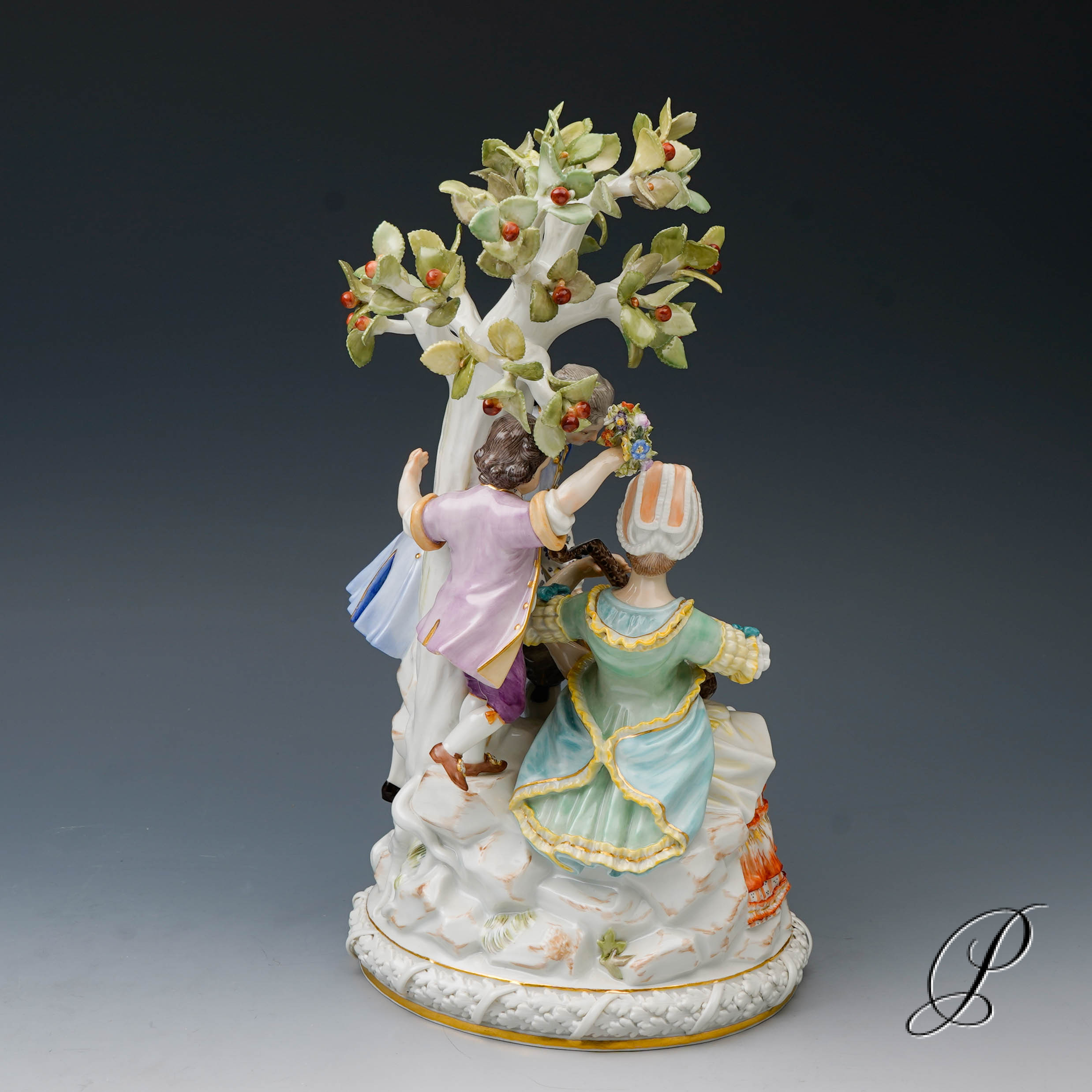 große Figurengruppe Meissen " Gärtnergruppe mit Apfelbaum" – Bild 9