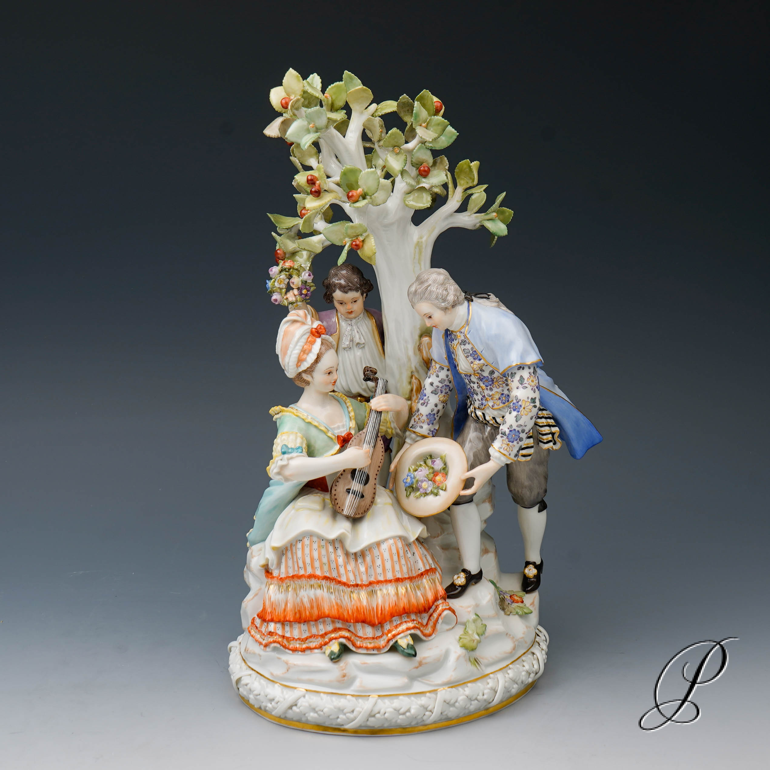 große Figurengruppe Meissen " Gärtnergruppe mit Apfelbaum" – Bild 11